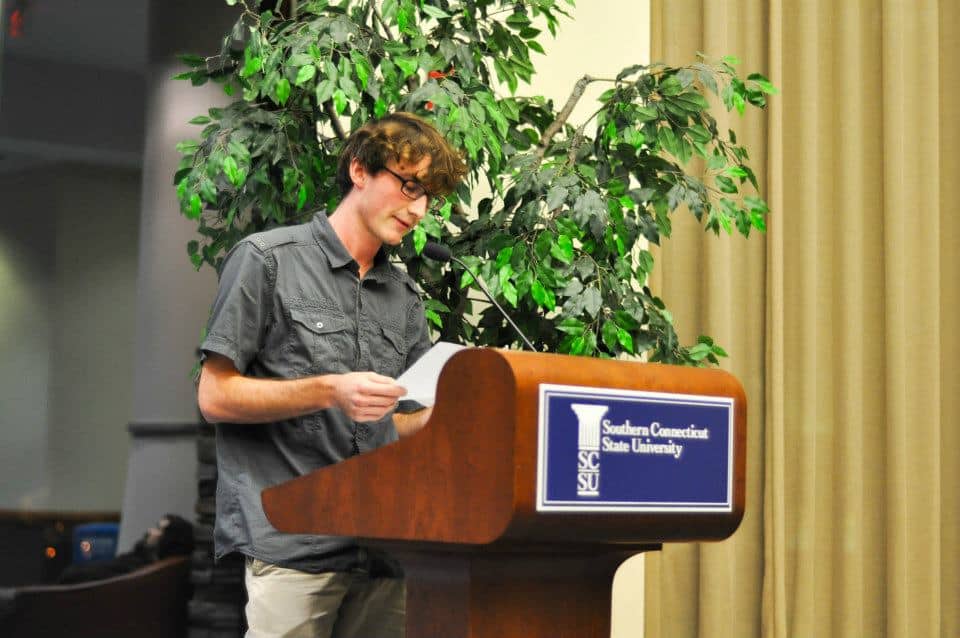 Josh Falcone | General Assignment ReporterFolio Fiction Editor, Luke Hunter read an original piece at the group’s event.