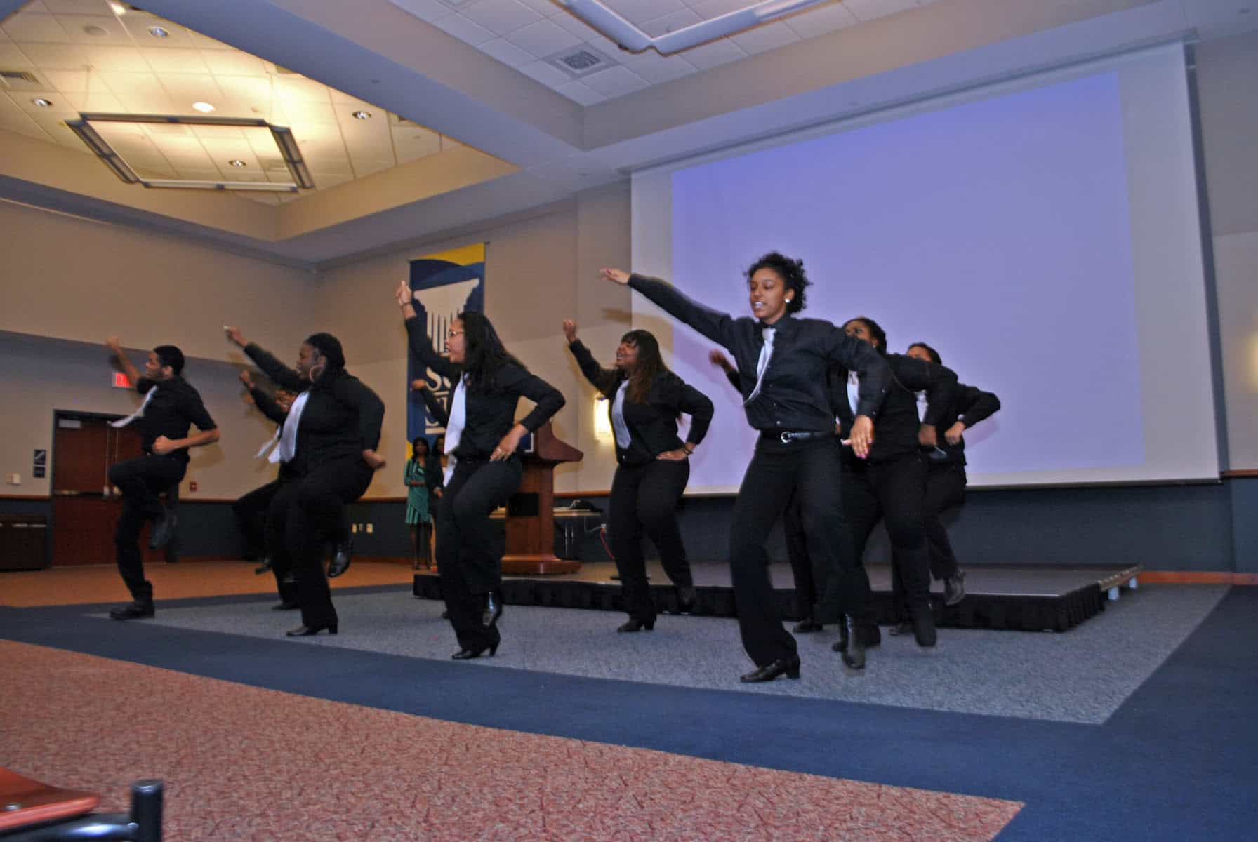 Eliezer Santiago | Photography EditorSteppin’ Up Drill Team performed a step routine at the “KING” celebration in the student center.