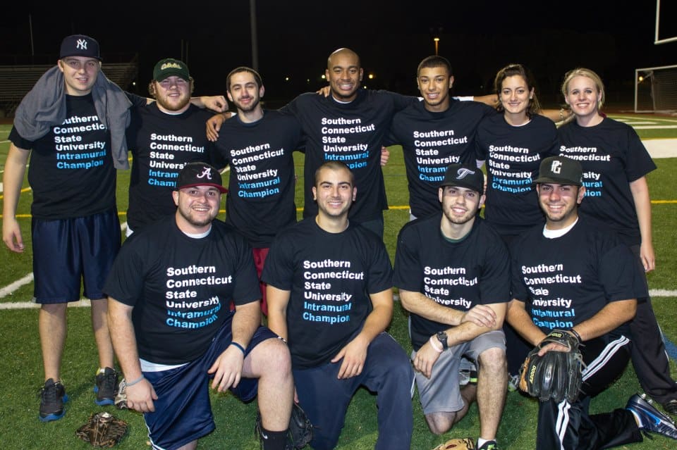 photo courtesy | southern ct campus recreationPictured above are the 2012 fall semester softball intramural champions, “The Waffles”