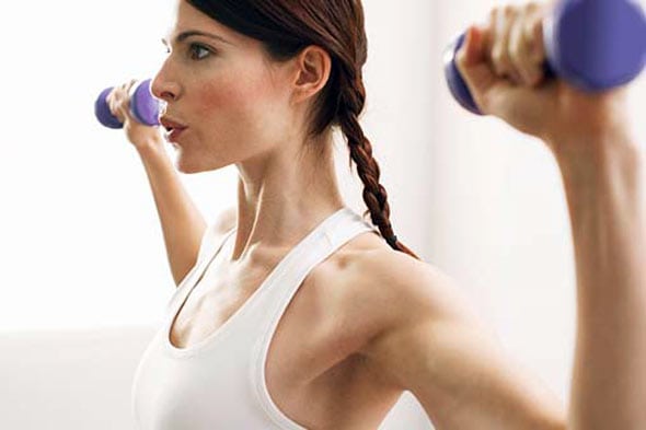 Photo Courtesy | dontweightaround.wordpress.com Lifting weights are a great way to tone muscles. No need to feel guilty after eating chips and dip.