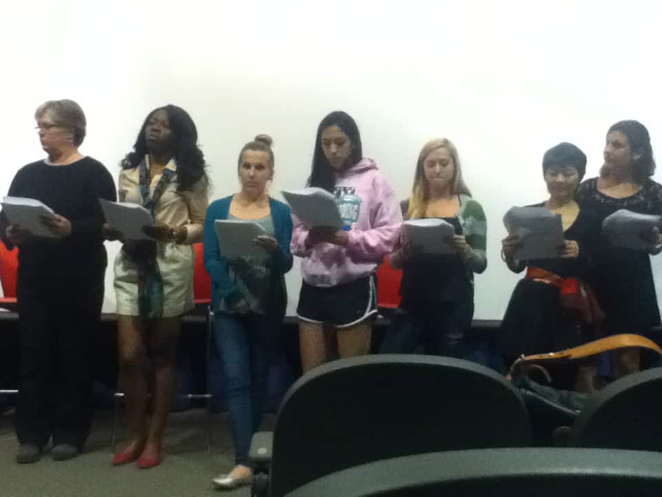 Robin Glynn | General assignment reporter The cast, including Dr. Susan Overton, Chineye Anako, Sam McQueenie, Carolina Polanco, Taylor Shortt, Dr. Tricia Lin and Jackie Martone, performing the final monologue- Spotlight Monologue: Over It.
