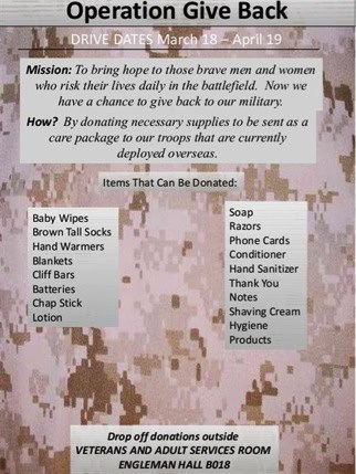 photo courtesy | facebook.com/scsuveteransThe drive lasts from March 18 to April 19.