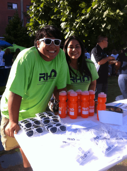 Wesley Boucher, right, manning the RHA table at the club fair