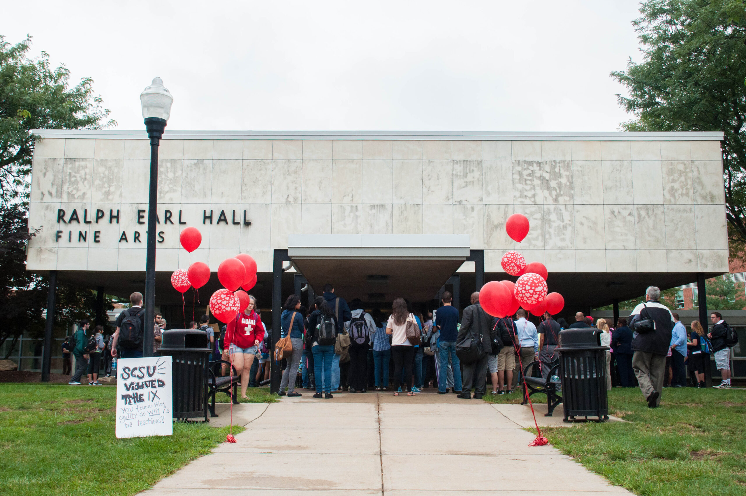 The rally took place in front of Earl Hall, right in front of Dr. Chevan's office