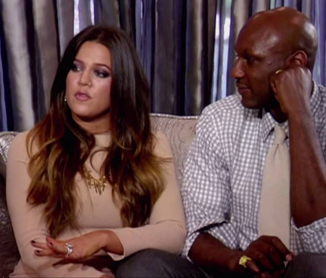 A still of Odom and Kardashian from their show "Keeping Up With The Kardashians"