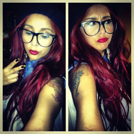 Nicole Polizzi, a.k.a. Snooki, taking selfies for her fans on her Instagram.