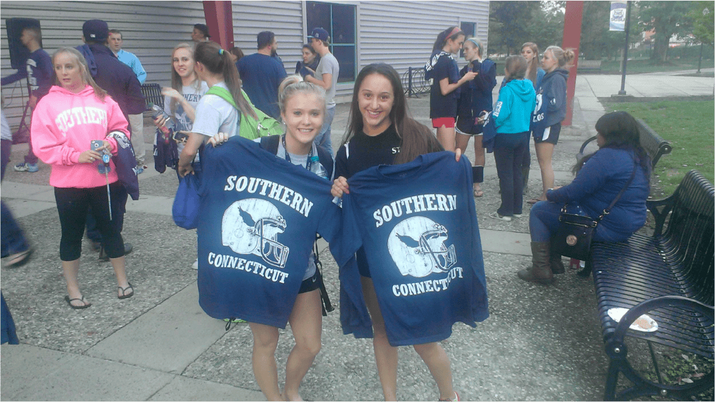 SCSU gymnastics teammates Abigail Bensley (Left) and Rotem Porat (Right)