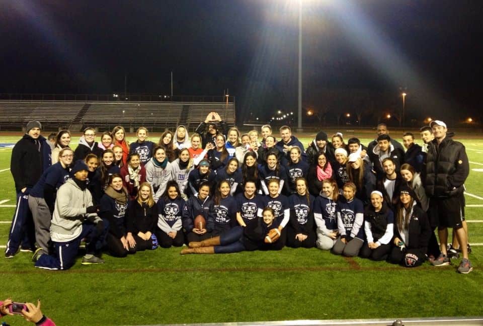 Members of Greek Life at the Sorority Powderpuff Game last fall semester.