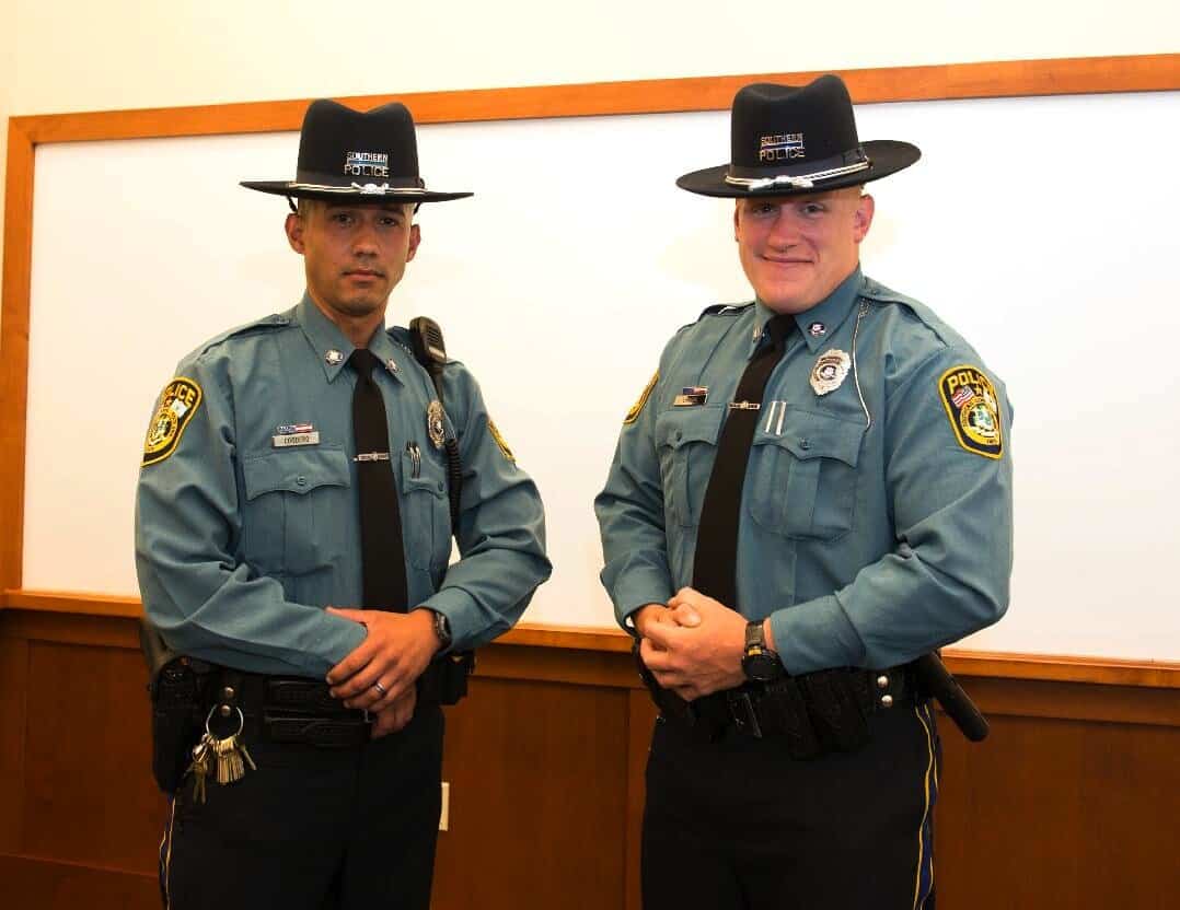 Officer Emmanuel Cordero, Officer Jacob Luchuk   Photo Credit: Isabel Chenoweth/SCSU Public Affairs) 