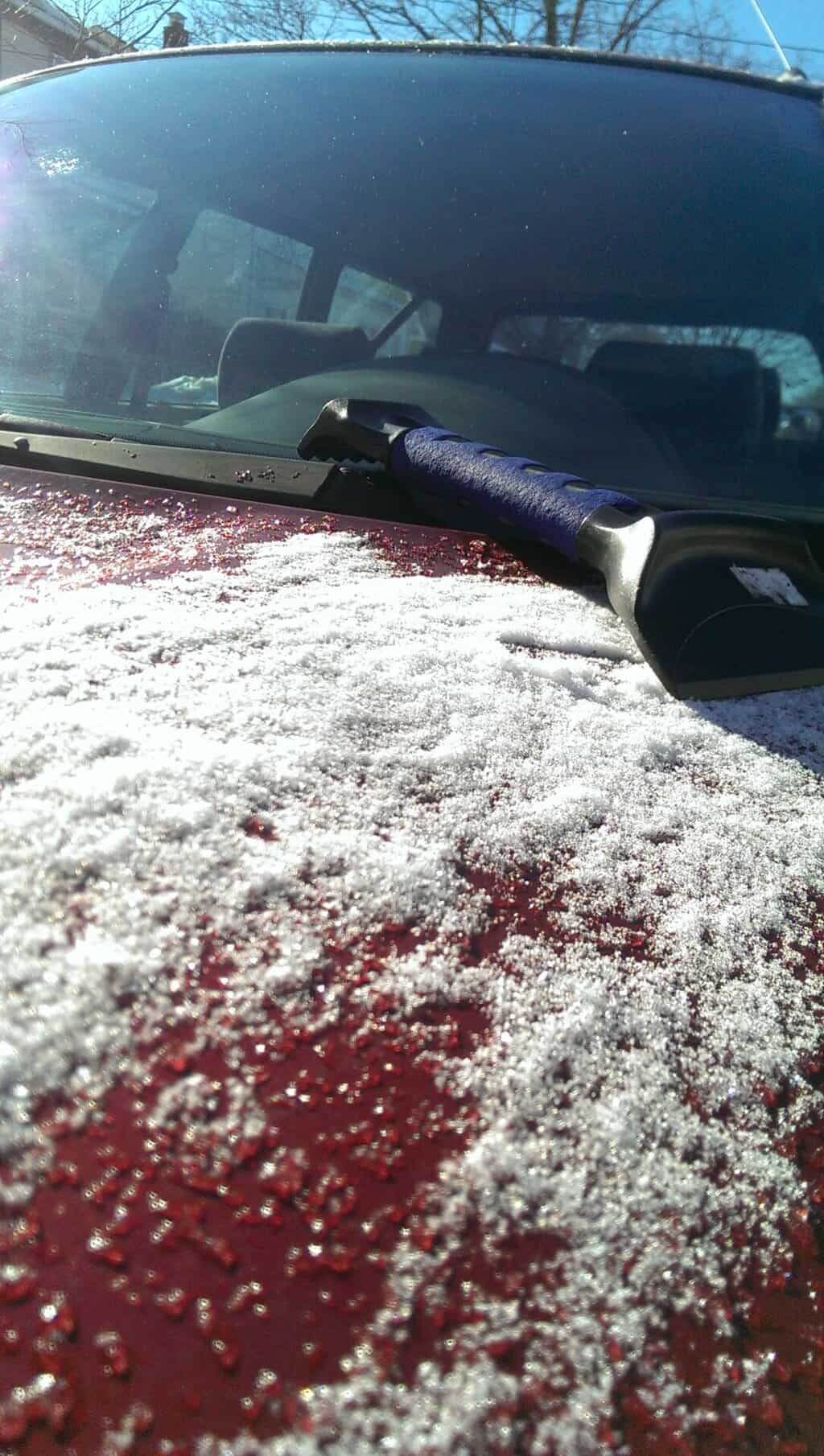 snow on car