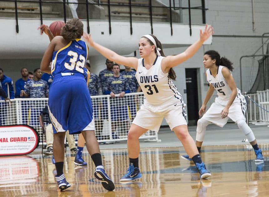 Taylor McLaughlin guards the basket. 