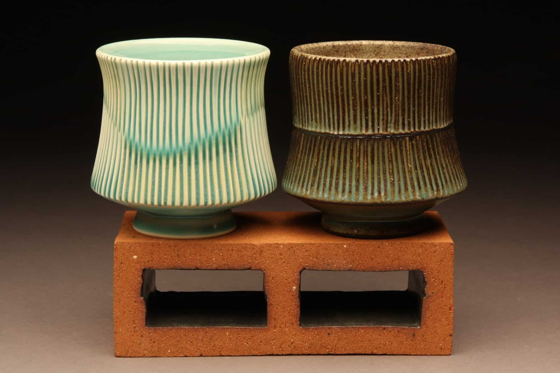 Cups created by Gregory Crochenet, professor in ceramics.